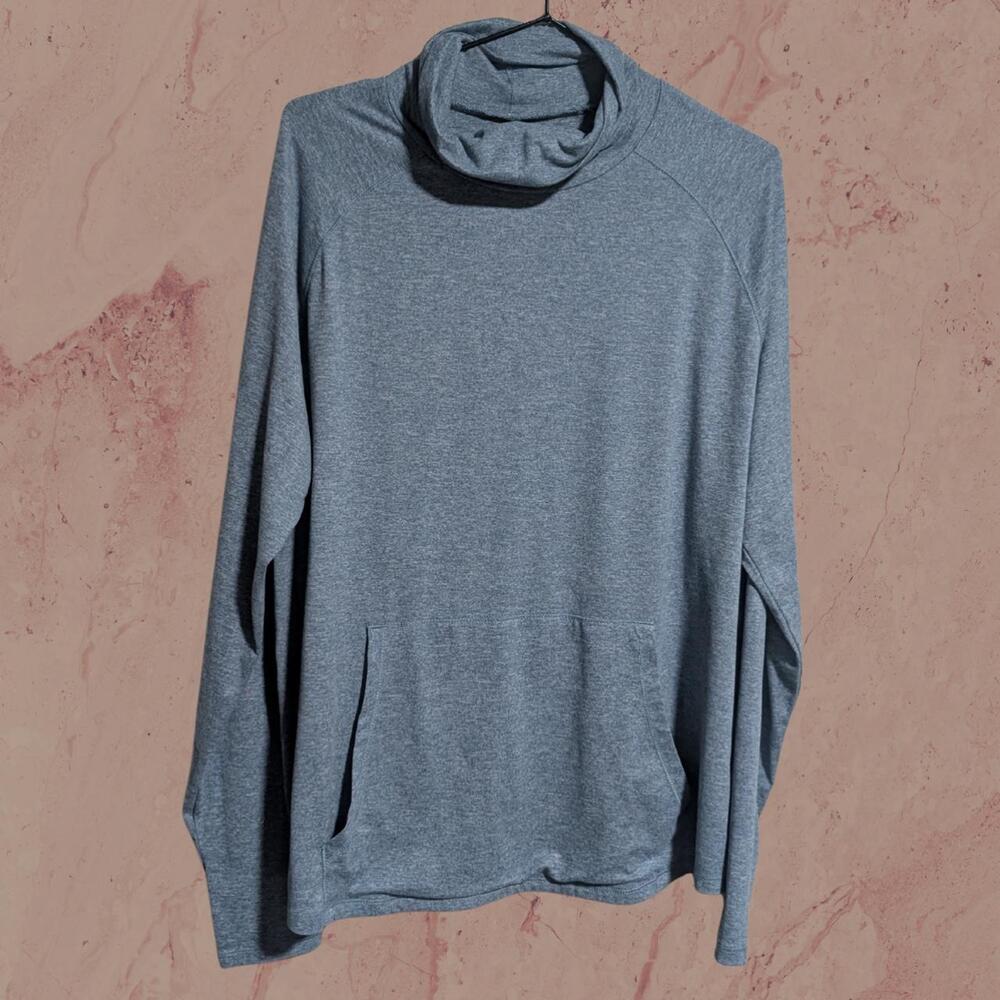 **Eddie Bauer Heather Blue Funnel Neck Hoodie Pullover**